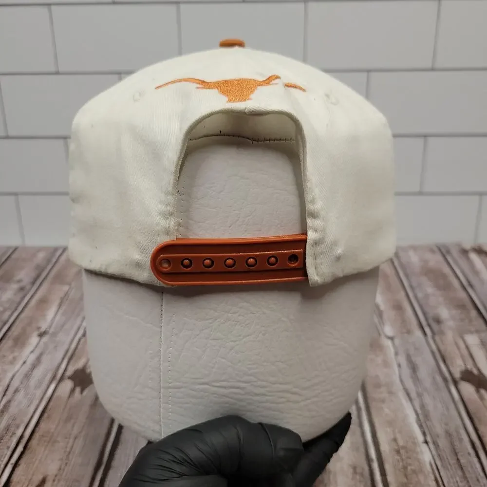 Vintage Apex One Texas Longhorns Snapback Hat NCAA White Orange Made Taiwan